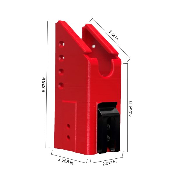 red nailer dispenser with size measurements