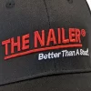 Nailer Hat closeup of embroidery
