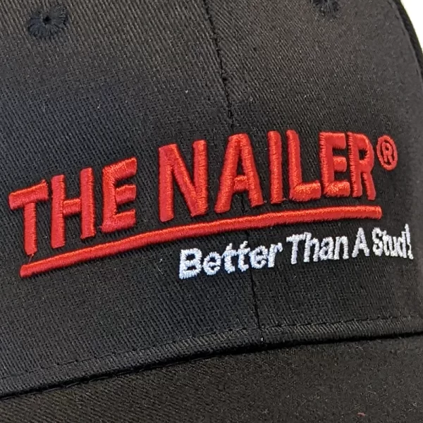 Nailer Hat closeup of embroidery